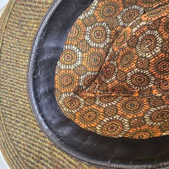 Vintage Brown Tweed Fedora Hat Feather Accent Size 7 1/8 Men’s Lined - Picture 10 of 11